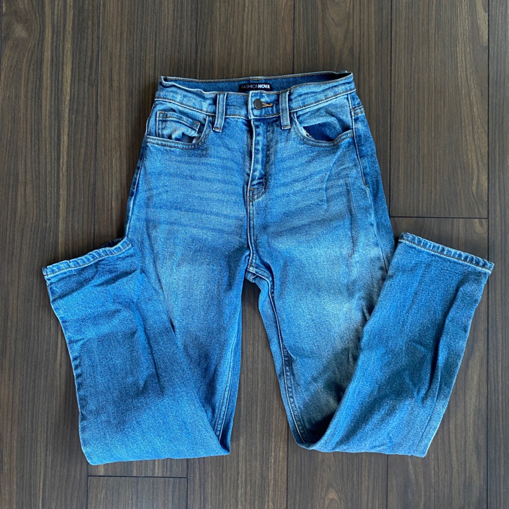 Fashion Nova Blue Straight Leg Jeans